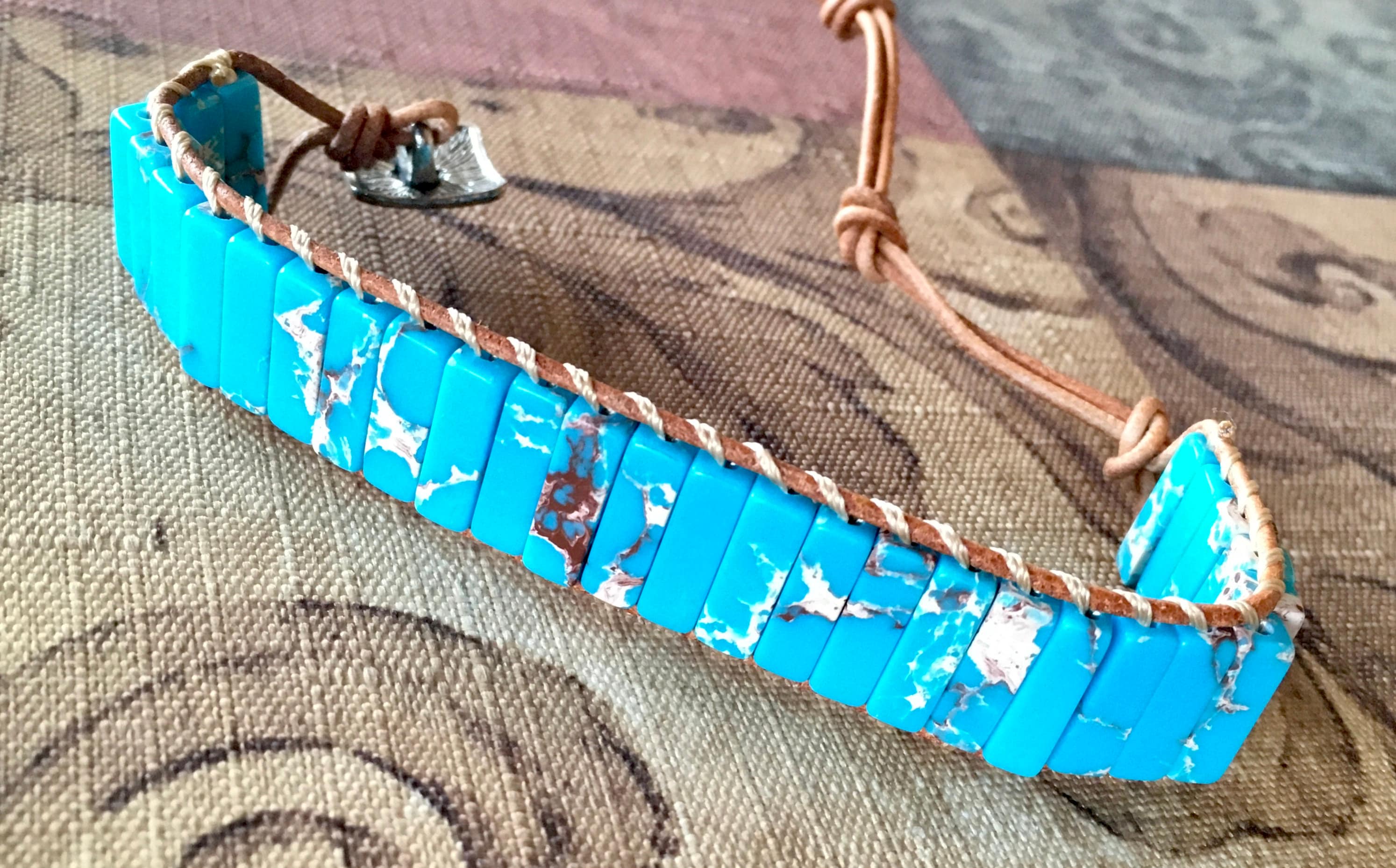 Natural stone bracelet wrap bohemian yoga leather friendship southwestern jewelry for women