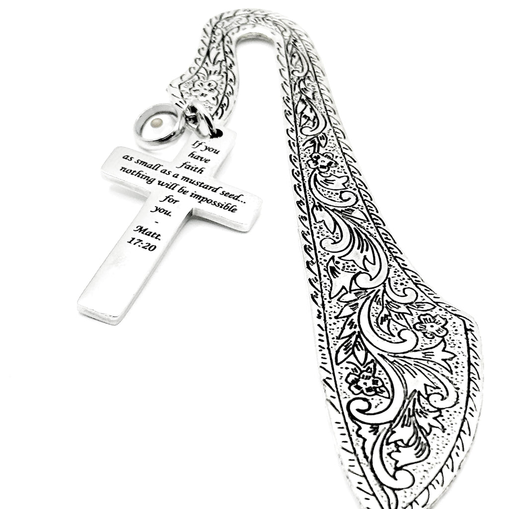 Mustard Seed Faith Cross Bookmark Stainless Steel Christian Bookmark Scripture Gift Matt 17 20 Inspirational Faith Gift
