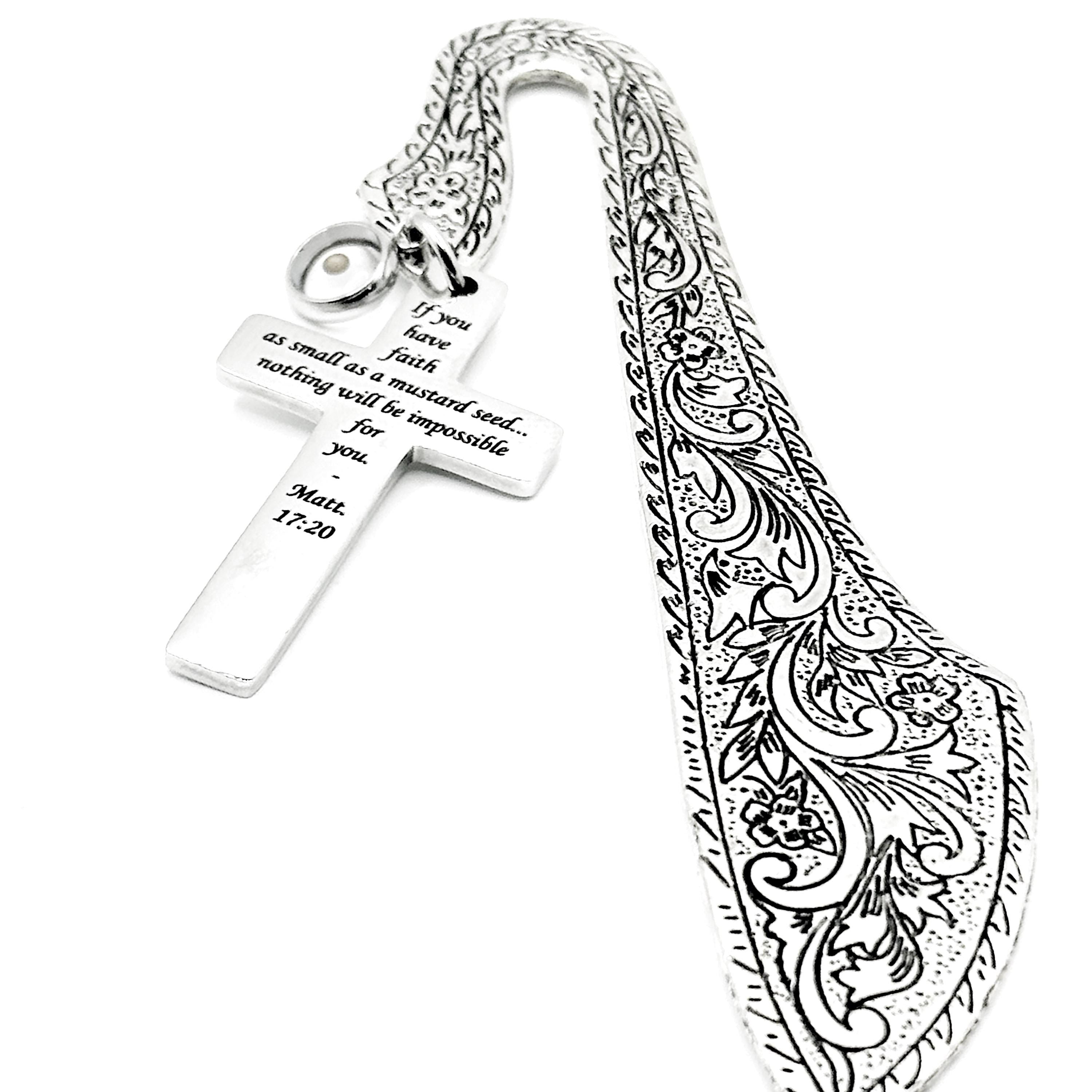 Mustard Seed Faith Cross Bookmark Stainless Steel Christian Bookmark Scripture Gift Matt 17 20 Inspirational Faith Gift