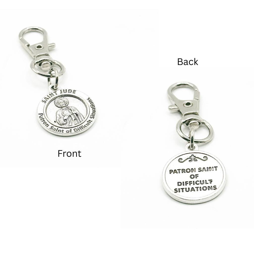 Saint Jude Patron Saint Of Difficult Situations Clip On Charm Faith Gift Catholic Devotional Accessory
