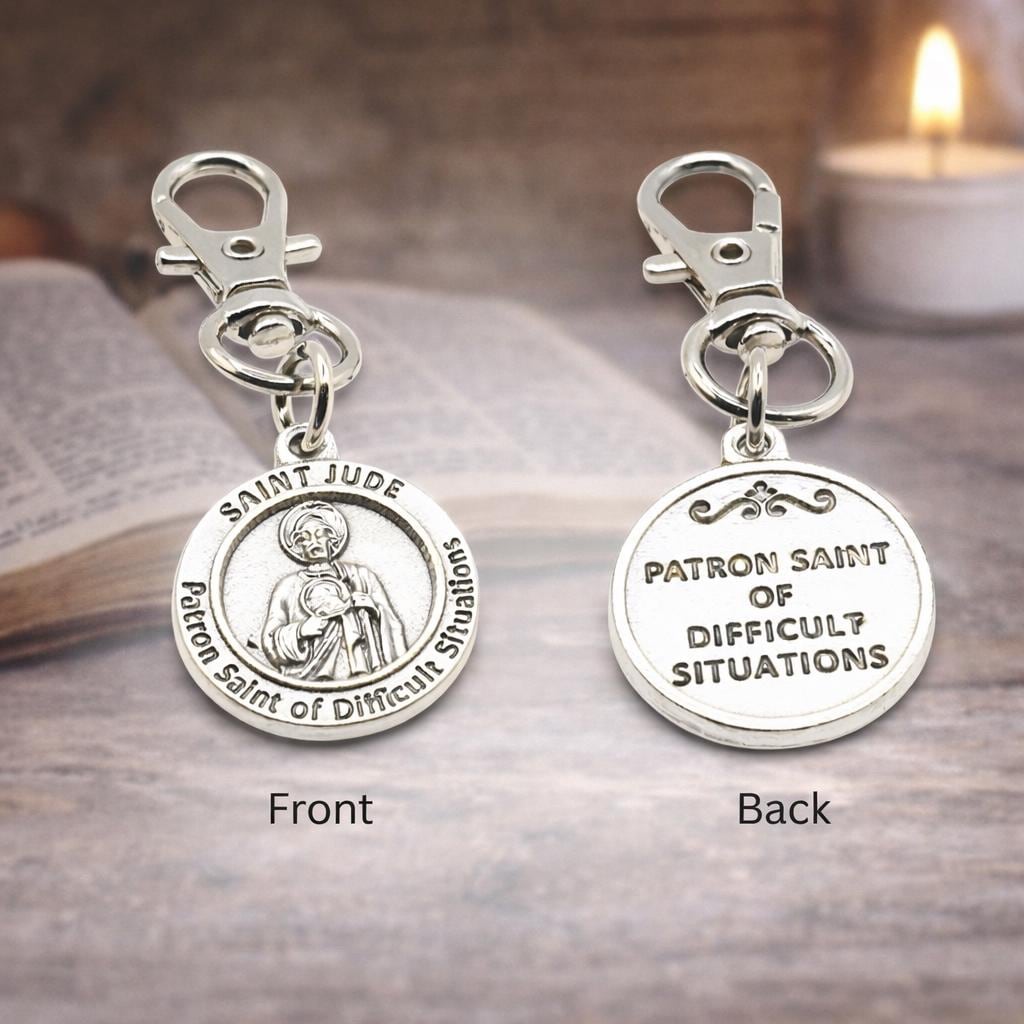Saint Jude Patron Saint Of Difficult Situations Clip On Charm Faith Gift Catholic Devotional Accessory